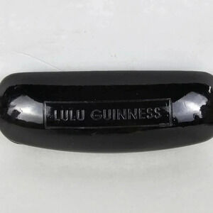 Lulu Guinness shiny black hard clamshell eyeglass case